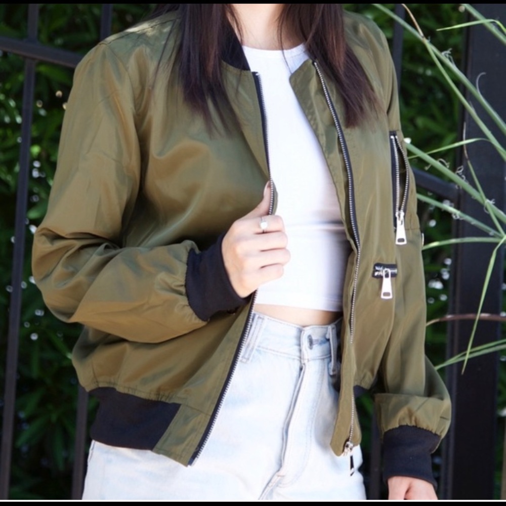 Olive green bomber jacket